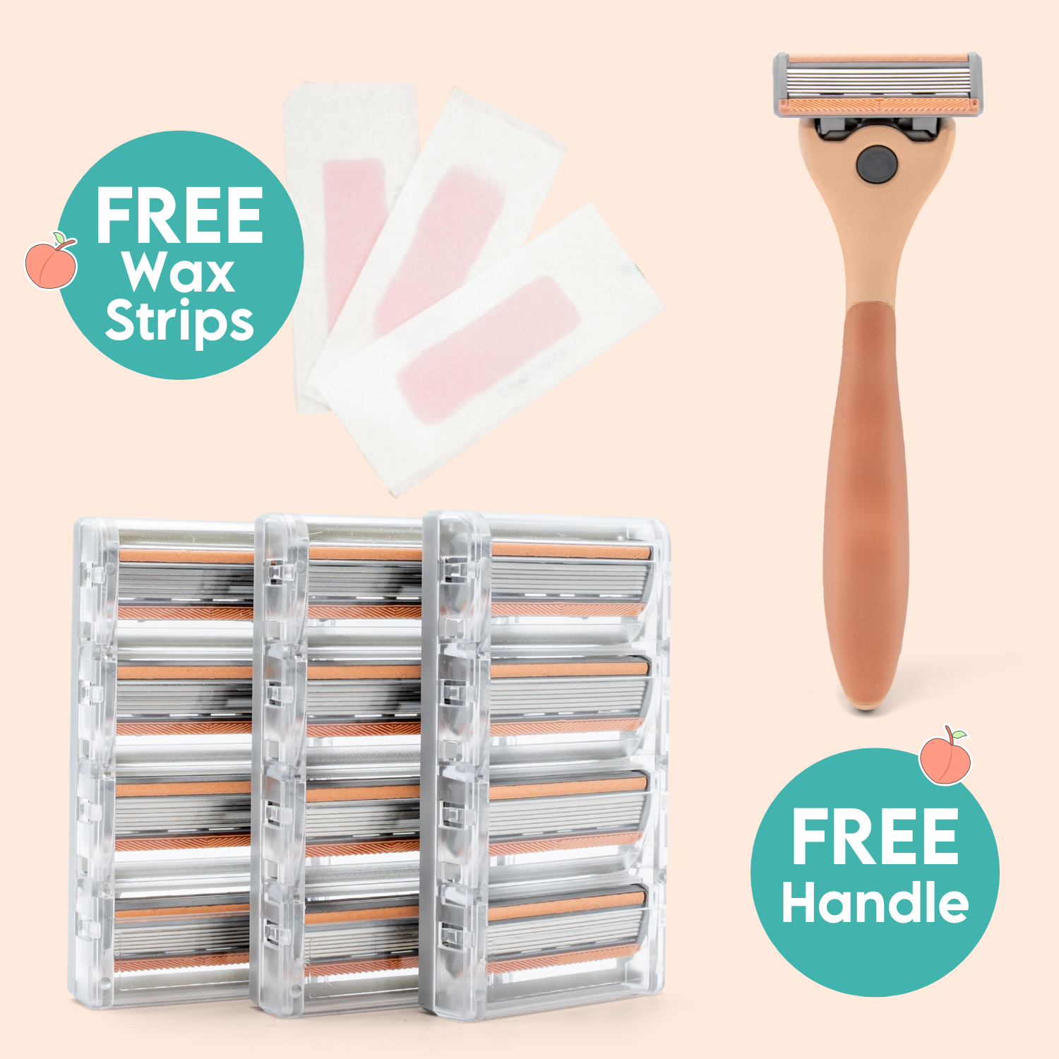 8 Premium SmoothGlide Refill Blades + Peach Handle