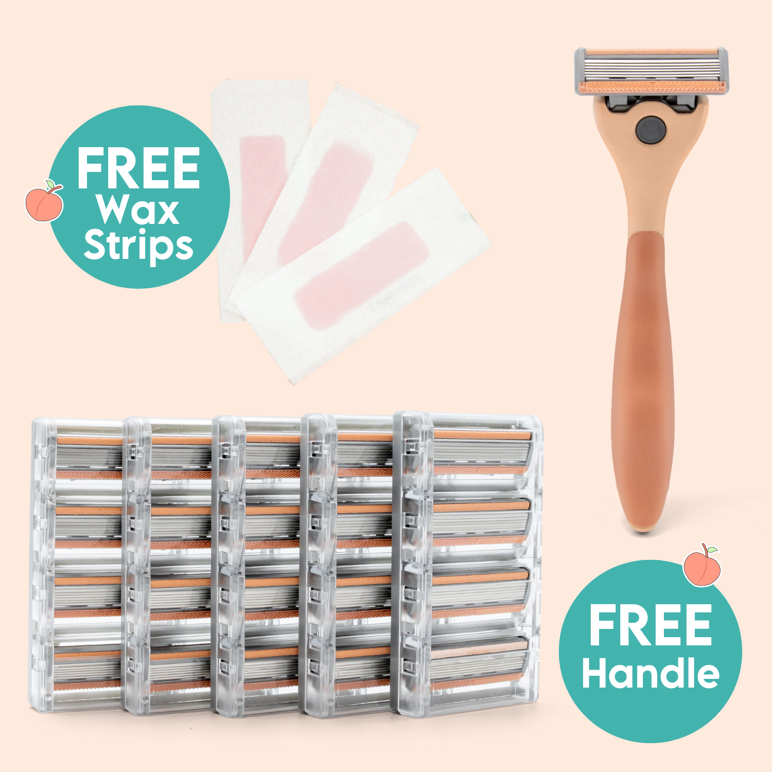 8 Premium SmoothGlide Refill Blades + Peach Handle